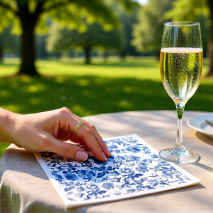 Guardanapo De Papel Elegante Padrão Floral Toile Azul Poeira para Casa