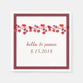 Guardanapo De Papel Elegante Papel de Casamento outono Borgonha Napkin