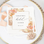 Guardanapo De Papel Elegante Peach e Terracotta Floral Chá de panela<br><div class="desc">Torne seu chá de panela especial com esses guardanapos florais personalizados, mostrando uma bela estrutura floral de aquarela com manchas de cor aquática delicadas e em cascata de terracotta. Bridal em lindas caligrafias escritas à mão. Floral em uma fina mistura de pêssego, creme, champanhe e matizes. Moldura em folha de...</div>