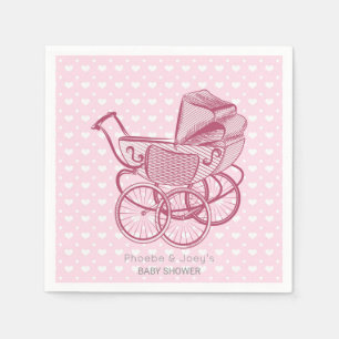 Guardanapo De Papel Elegante personalizado dos corações do Pram chá