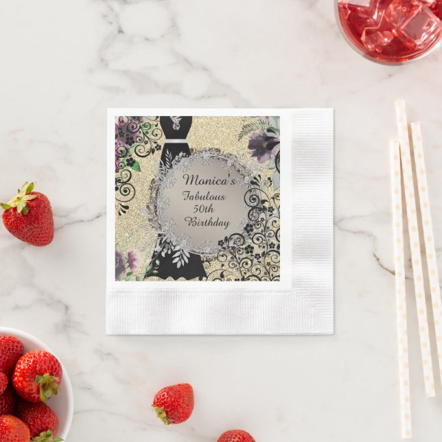 Guardanapo De Papel Elegante Personalizado Fabuloso 50º Aniversário (Insitu)