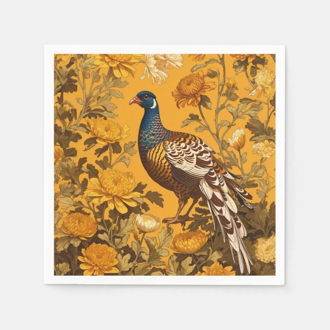 Guardanapo De Papel Elegante Pheasant William Morris Inspirou (Frente)