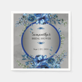 Guardanapo De Papel Elegante Prata Blossoms Casando Napkins