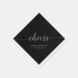 Guardanapo De Papel Elegante Prata e Preto Letreiro com Brinde