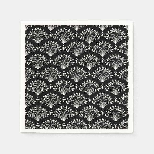 Guardanapo De Papel Elegante preto e branco no estilo da arte Deco (Frente)
