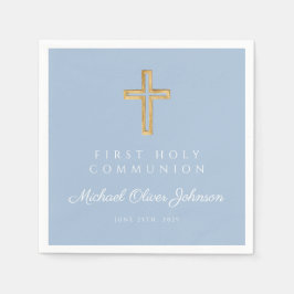 Guardanapo De Papel Elegante Primeira Comunhão Religiosa Azul