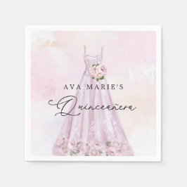 Guardanapo De Papel Elegante Purple Floral Quinceañera Party Napkins