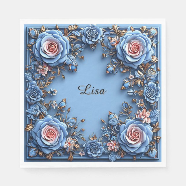 Guardanapo De Papel Elegante Quadro Floral (Frente)