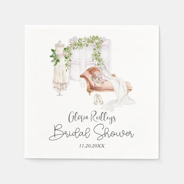 Guardanapo De Papel Elegante Quarto de Noiva Boho Chá de Noiva (Frente)