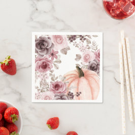 Guardanapo De Papel Elegante Queda Floral Pumpkin Neutros Aquarela