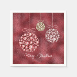 Guardanapo De Papel Elegante Red Glitter Ornaters Feliz Natal