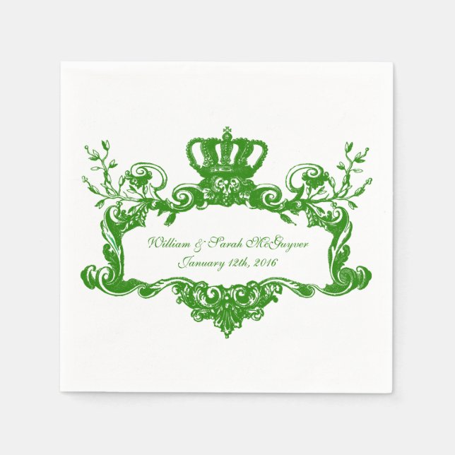 Guardanapo De Papel Elegante Regal Wedding Green2 Texto Livro Napkins (Frente)