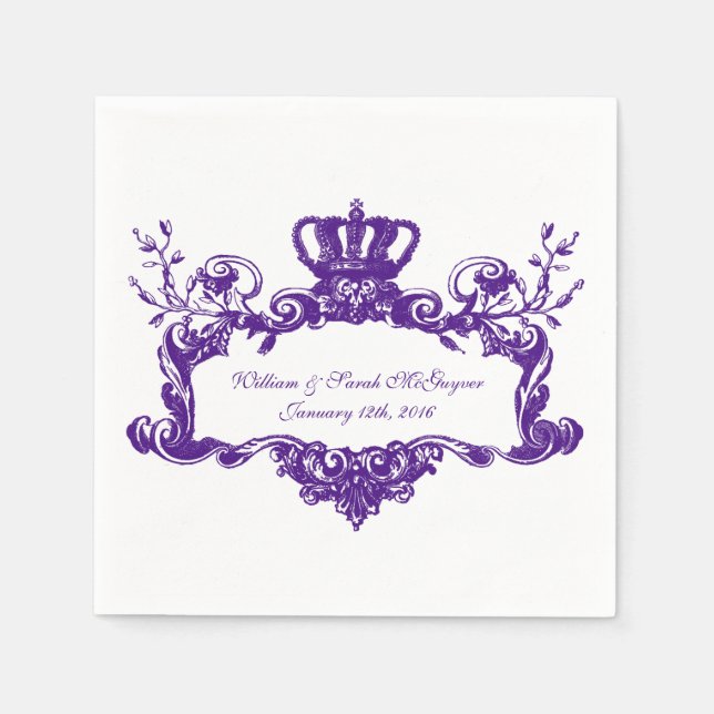 Guardanapo De Papel Elegante Regal Weding Purple 2 Texto Papel Nápoles (Frente)