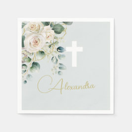 Guardanapo De Papel Elegante religioso Rosa Cruz Verde