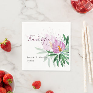 Guardanapo De Papel Elegante Romântico Violeta Lotus Watercolor Art