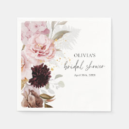 Guardanapo De Papel Elegante Rosa Bege Floral Chá de Noiva 