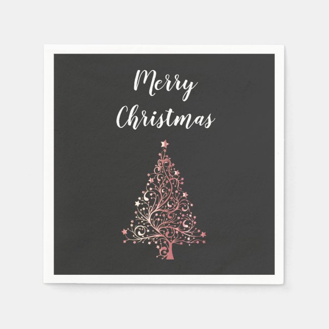 Guardanapo De Papel elegante rosa de Natal feliz (Frente)