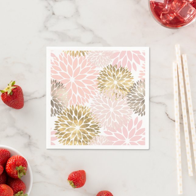 Guardanapo De Papel Elegante rosa Dourada Dahlia Floral (Insitu)