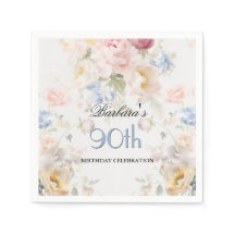 Elegante Rosa Floral Pintada Aniversário de 90 ano