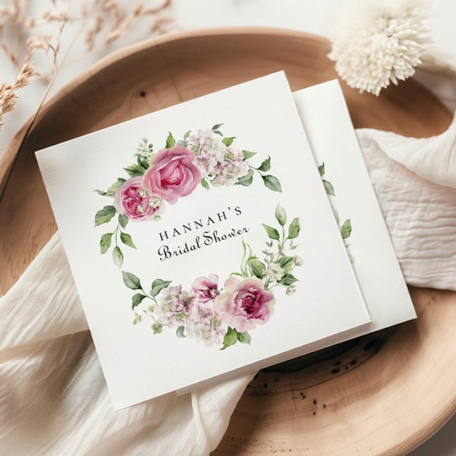 Guardanapo De Papel Elegante Rosa Floral Rosa Bridal ou Chá de Bebê (Criador carregado)