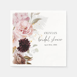 Guardanapo De Papel Elegante Rosa Flores Bridal Shower 