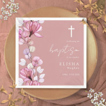 Elegante Rosa Poeira Elegante Batismo Floral