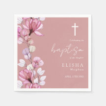 Elegante Rosa Poeira Elegante Floral Batismo