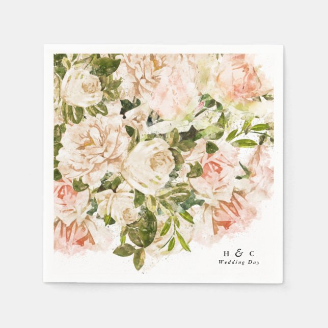 Guardanapo De Papel Elegante Rosa Romance Mesa de Casamento Napkins (Frente)