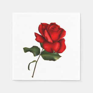 Guardanapo De Papel Elegante Rosa Vermelha Elegante Festa Floral Glam 