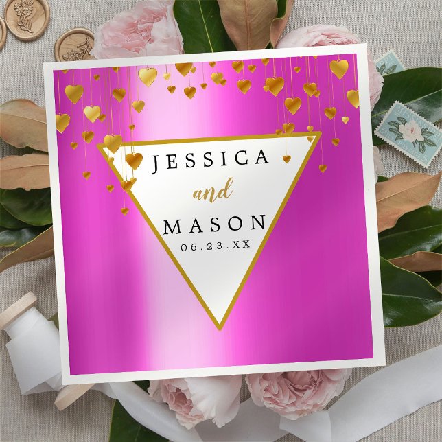 Guardanapo De Papel Elegante Rosy Modern Casamento Cocktail Napkin (Criador carregado)