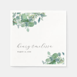 Guardanapo De Papel Elegante Roteiro Greenery Deixa Casamento Eucalypt