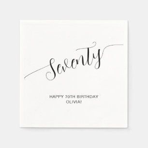 Guardanapo De Papel Elegante Roteiro Manuscrito Setenta 70º Aniversári