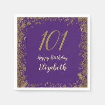 Elegante Roxo e Dourado Aniversário de 101 anos