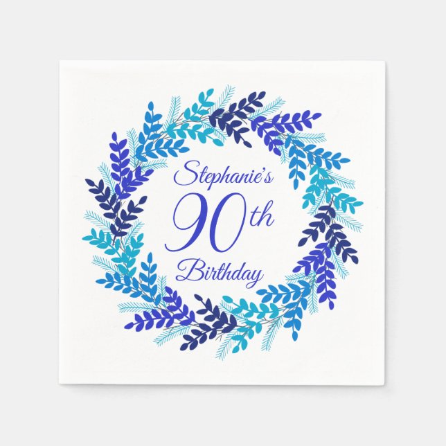 Guardanapo De Papel Elegante Royal Wreath 90 Birthday (Frente)