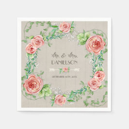 Guardanapo De Papel Elegante Russo de Ferida Floral Cor-de-Água Blush