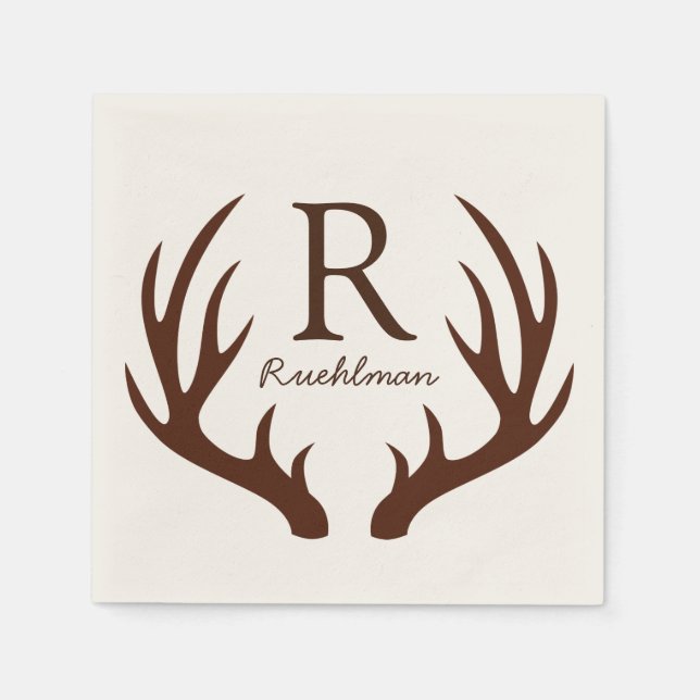 Guardanapo De Papel Elegante Rustic Brown Deer Antlers (Frente)