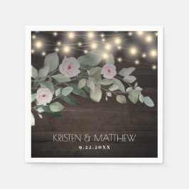 Guardanapo De Papel Elegante Rustic Wood Luz Boho Greenery Casamento