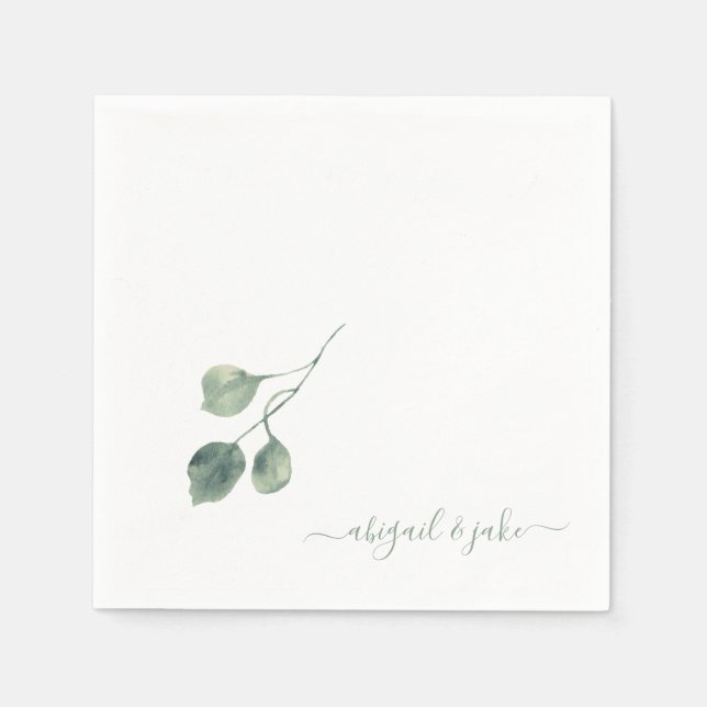 Guardanapo De Papel Elegante Sage Foliage Names Casamento Napkins (Frente)