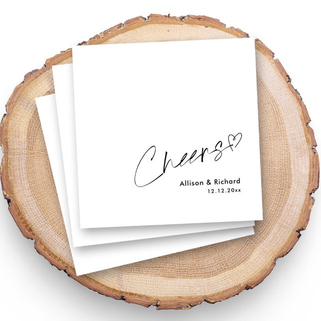 Guardanapo De Papel Elegante Saúde Personalizada Napkins (Personalized elegant cheers hand lettering wedding napkins stack.)