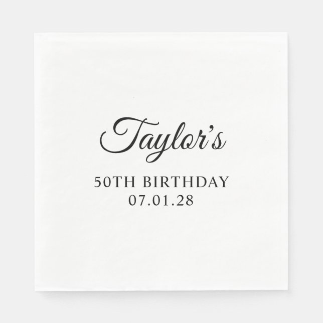 Guardanapo De Papel Elegante Script 50th Birthday (Frente)