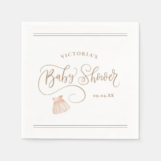 Guardanapo De Papel Elegante Script Baby Girl Watercolor Chá de fralda
