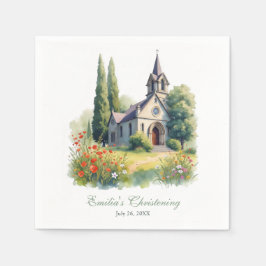Guardanapo De Papel Elegante Script Charming Church Baptism Christenin