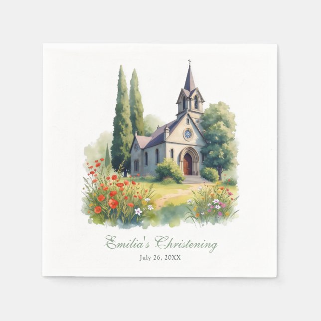 Guardanapo De Papel Elegante Script Charming Church Baptism Christenin (Frente)