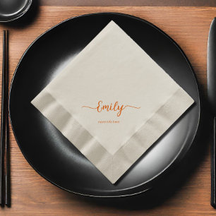 Guardanapo De Papel elegante script ecru