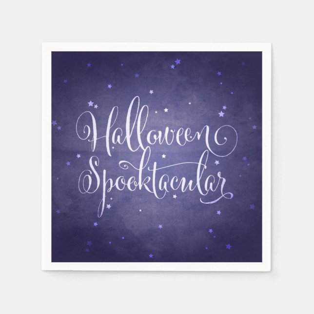 Guardanapo De Papel Elegante Script Midnight Blue Gotheen Halloween (Frente)