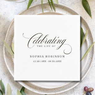 Guardanapo De Papel Elegante Script Modern Funeral Memorial