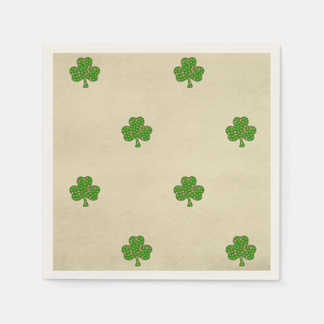 Guardanapo De Papel Elegante Shamrock Irlandês do Dia de São Patrício (Frente)