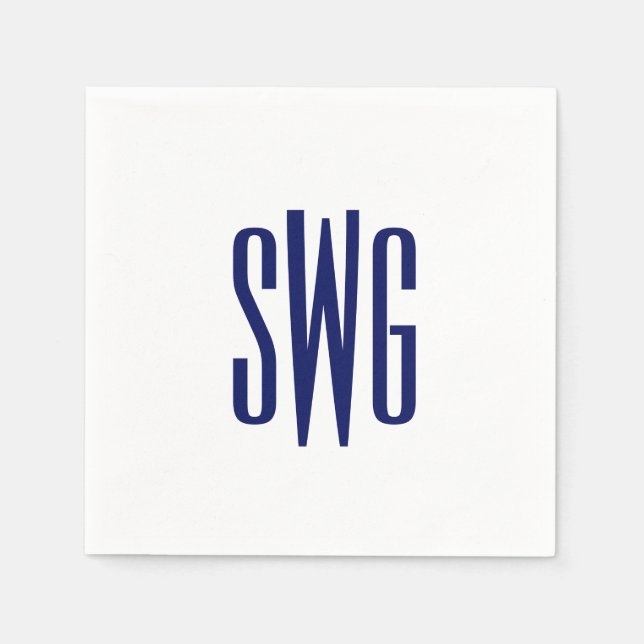 Guardanapo De Papel Elegante Simples 3 Letra Inicial Monograma #8BSt3  (Frente)