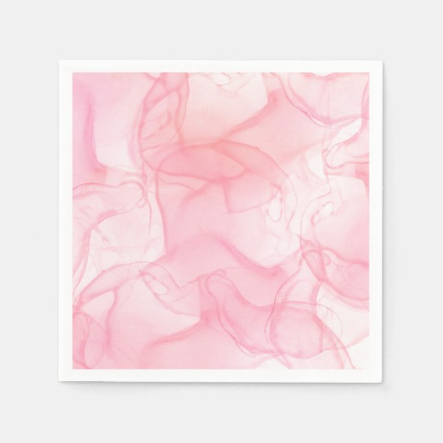 Guardanapo De Papel Elegante Simples Chic Efeito de Mármore Rosa (Frente)