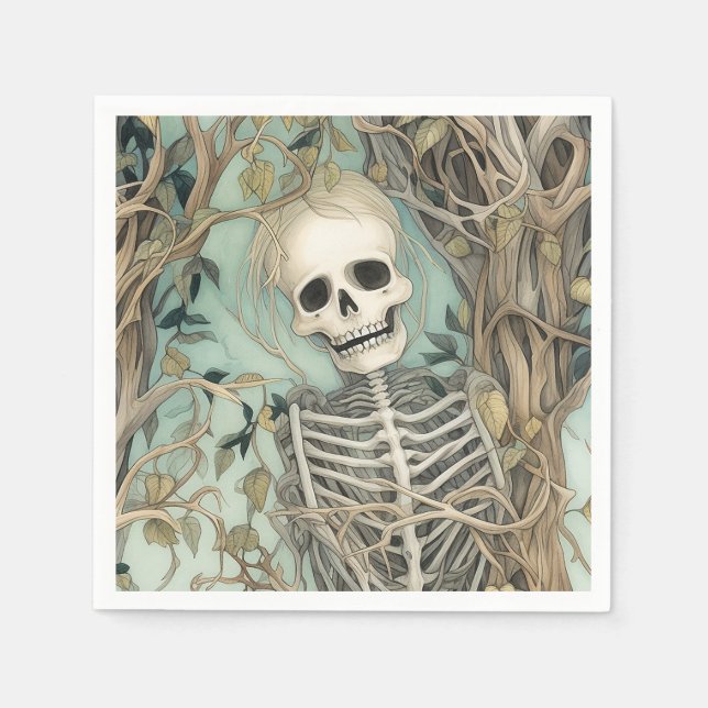 Guardanapo De Papel Elegante Skeleton Vintage Halloween (Frente)